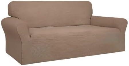 image:imageEasyGoing 100 Waterproof Chair Couch Cover Dual Waterproof Sofa Cover Stretch Jacquard Sofa Slipcover Leakproof Furniture Protector for Kids Pets Dog and Cat Chair ChocolateCamel