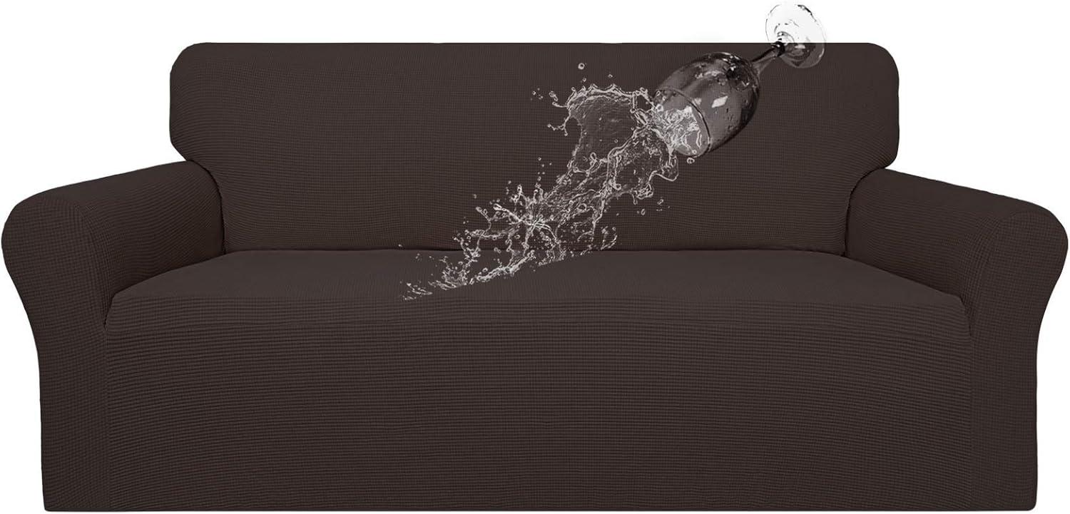 image:imageEasyGoing 100 Waterproof Chair Couch Cover Dual Waterproof Sofa Cover Stretch Jacquard Sofa Slipcover Leakproof Furniture Protector for Kids Pets Dog and Cat Chair ChocolateChocolate