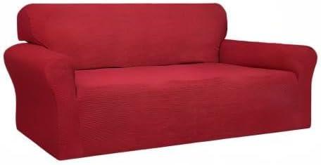 image:imageEasyGoing 100 Waterproof Chair Couch Cover Dual Waterproof Sofa Cover Stretch Jacquard Sofa Slipcover Leakproof Furniture Protector for Kids Pets Dog and Cat Chair ChocolateChristmas Red