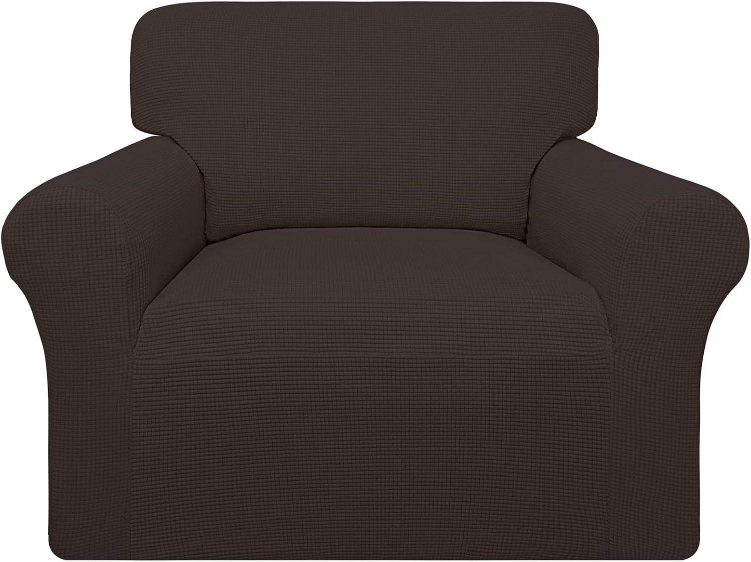 image:imageEasyGoing 100 Waterproof Chair Couch Cover Dual Waterproof Sofa Cover Stretch Jacquard Sofa Slipcover Leakproof Furniture Protector for Kids Pets Dog and Cat Chair ChocolateChocolate