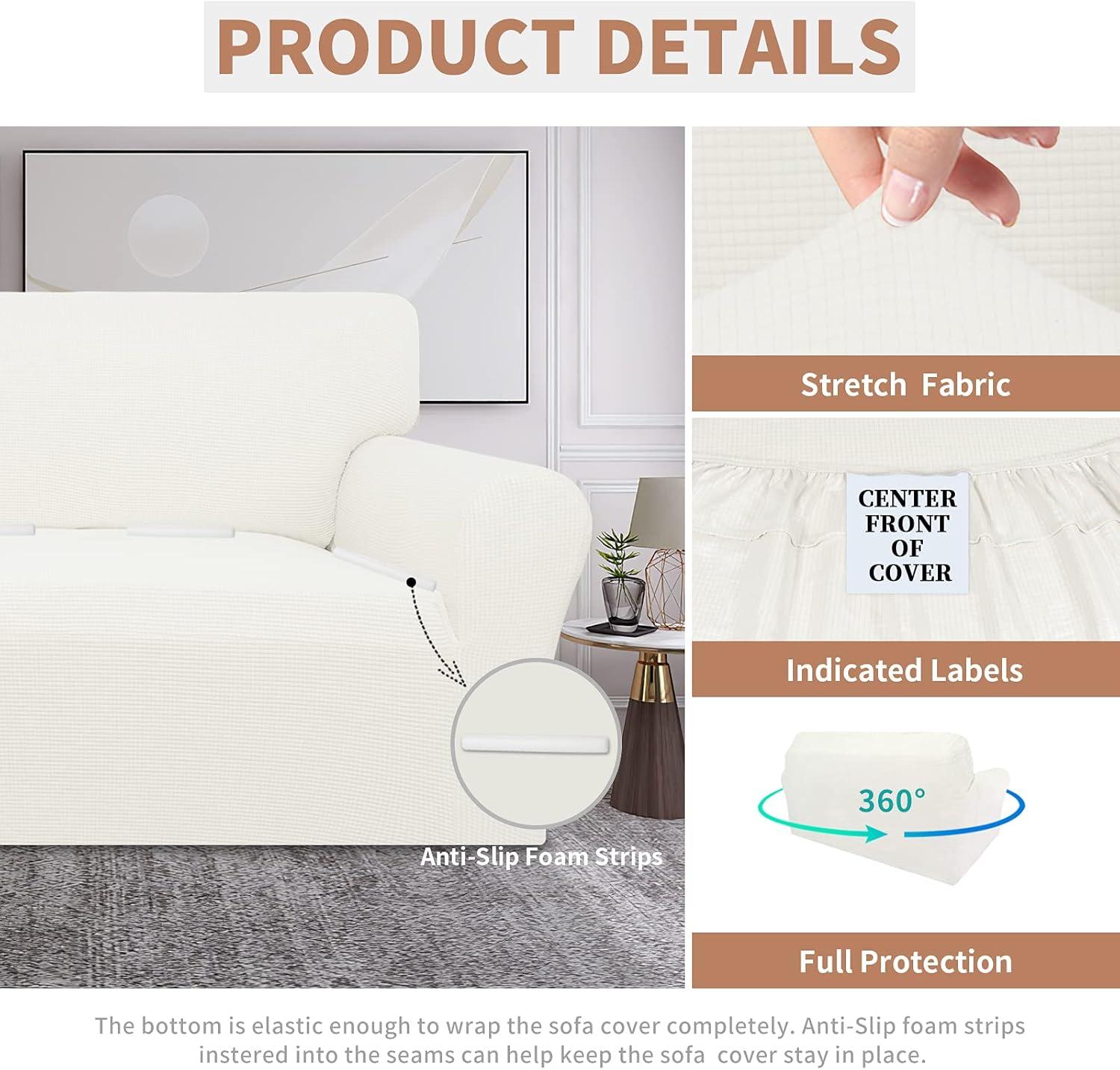 image:imageEasyGoing 100 Waterproof Chair Couch Cover Dual Waterproof Sofa Cover Stretch Jacquard Sofa Slipcover Leakproof Furniture Protector for Kids Pets Dog and Cat Chair ChocolateCream