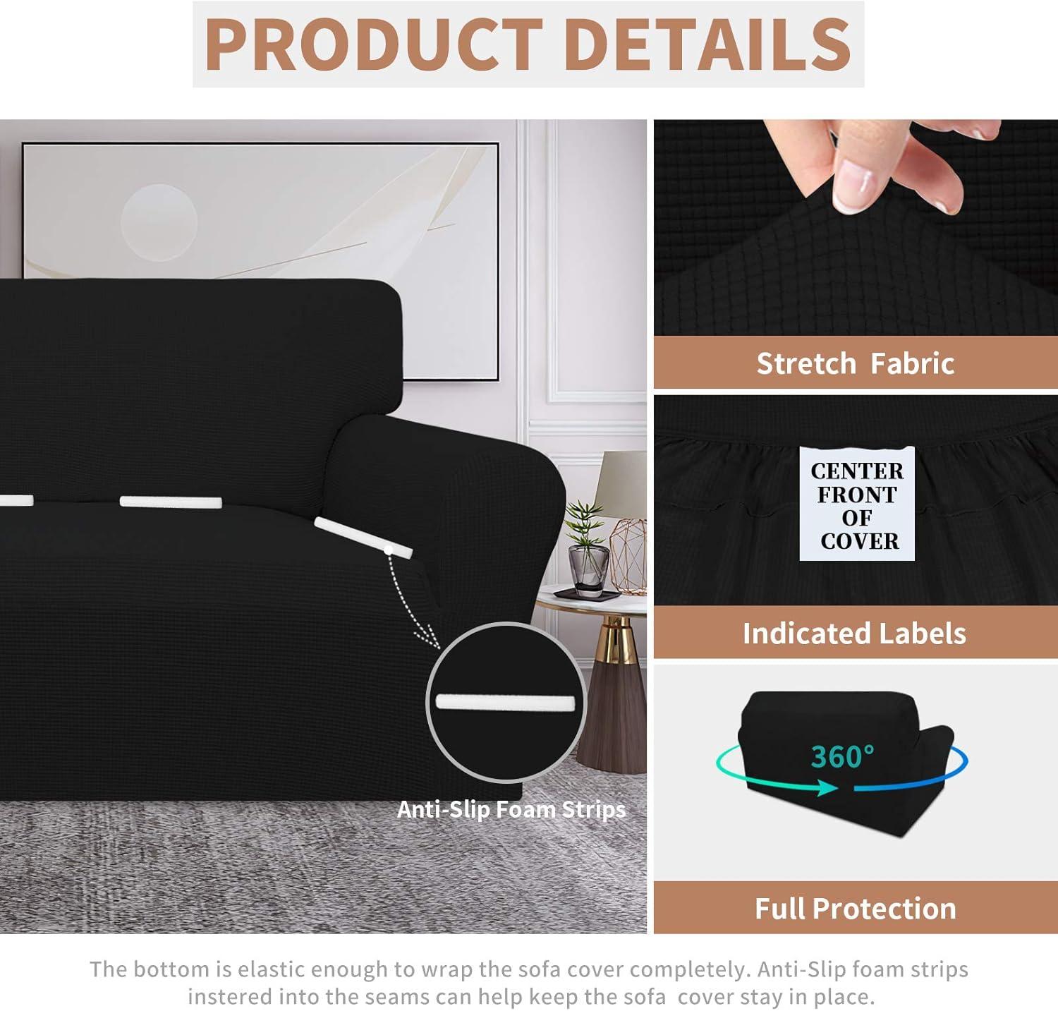 image:imageEasyGoing 100 Waterproof Chair Couch Cover Dual Waterproof Sofa Cover Stretch Jacquard Sofa Slipcover Leakproof Furniture Protector for Kids Pets Dog and Cat Chair ChocolateBlack