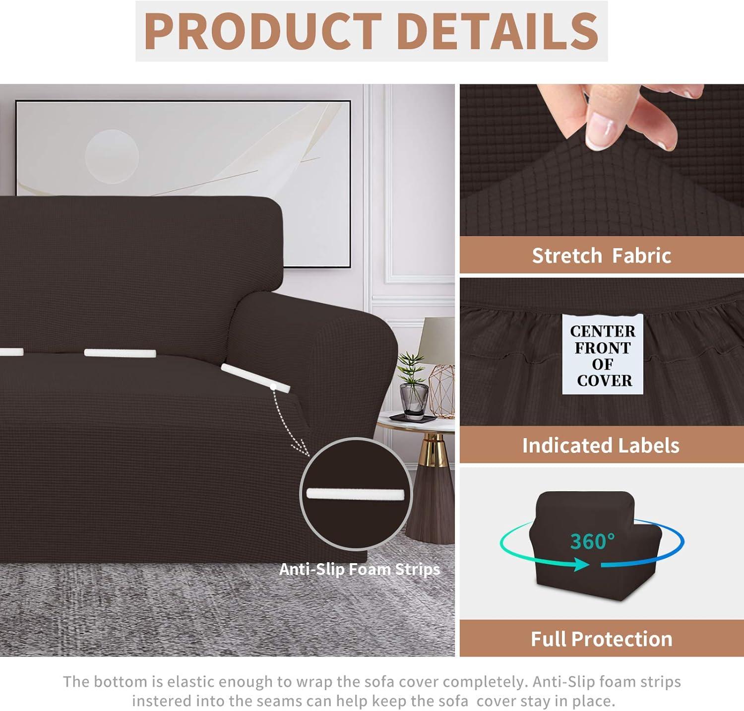 image:imageEasyGoing 100 Waterproof Chair Couch Cover Dual Waterproof Sofa Cover Stretch Jacquard Sofa Slipcover Leakproof Furniture Protector for Kids Pets Dog and Cat Chair ChocolateChocolate