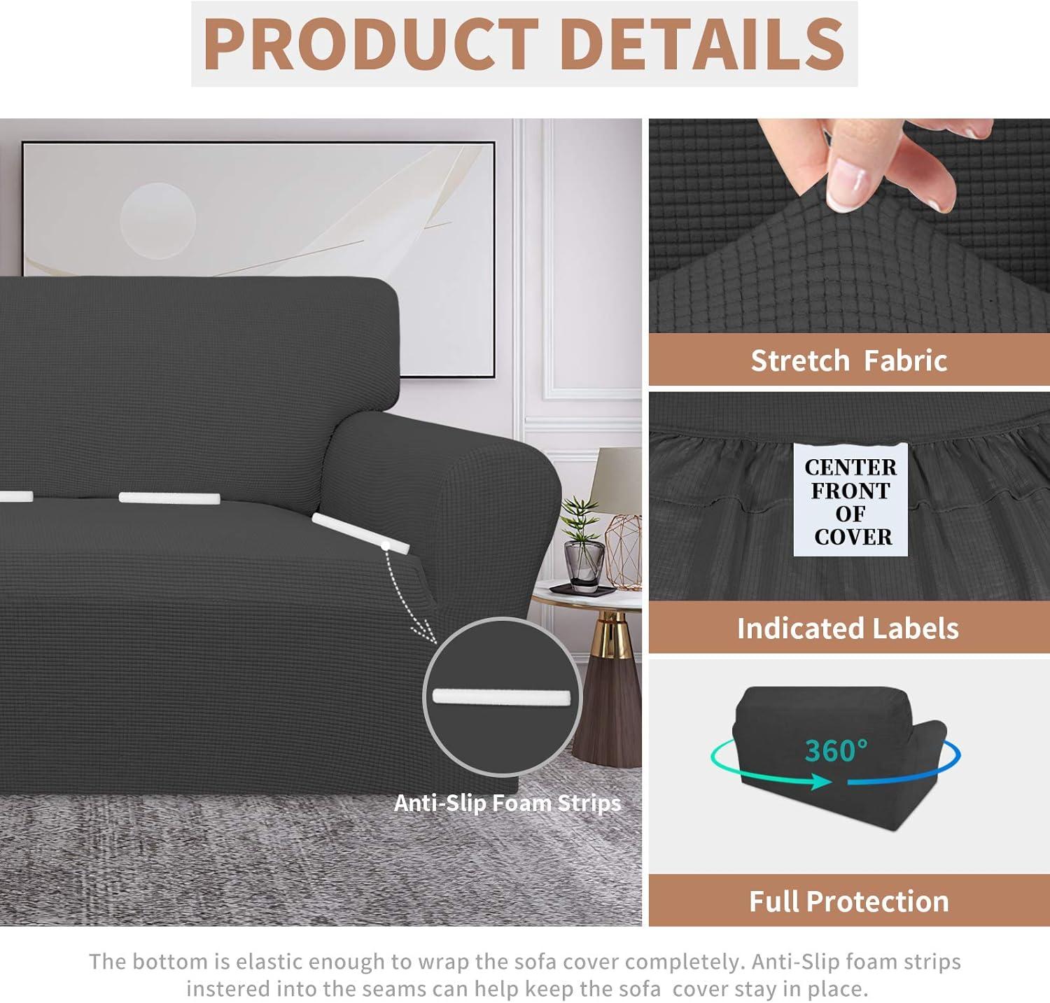 image:imageEasyGoing 100 Waterproof Chair Couch Cover Dual Waterproof Sofa Cover Stretch Jacquard Sofa Slipcover Leakproof Furniture Protector for Kids Pets Dog and Cat Chair ChocolateDark Gray