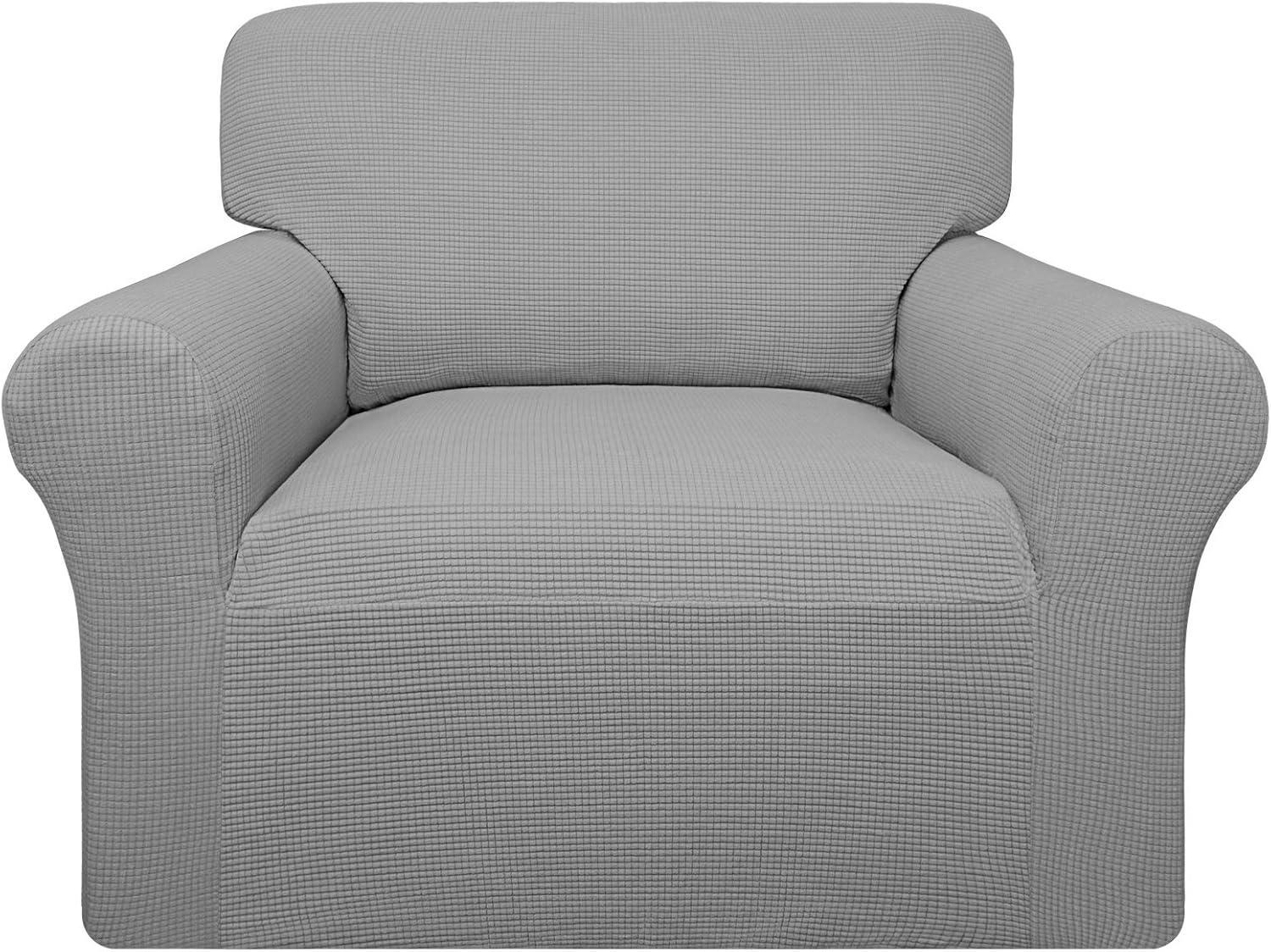 image:imageEasyGoing 100 Waterproof Chair Couch Cover Dual Waterproof Sofa Cover Stretch Jacquard Sofa Slipcover Leakproof Furniture Protector for Kids Pets Dog and Cat Chair ChocolateLight Gray