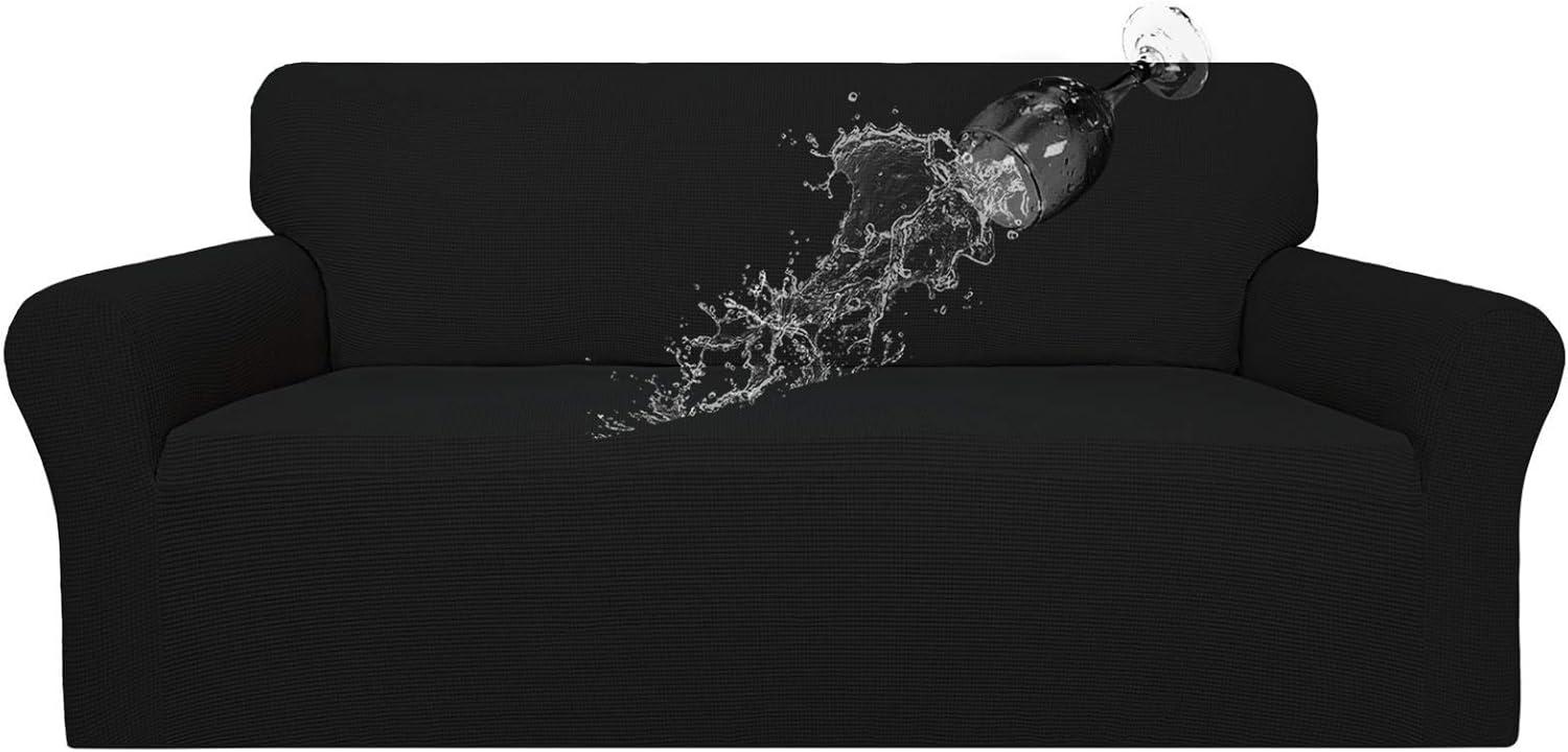 image:imageEasyGoing 100 Waterproof Chair Couch Cover Dual Waterproof Sofa Cover Stretch Jacquard Sofa Slipcover Leakproof Furniture Protector for Kids Pets Dog and Cat Chair ChocolateBlack