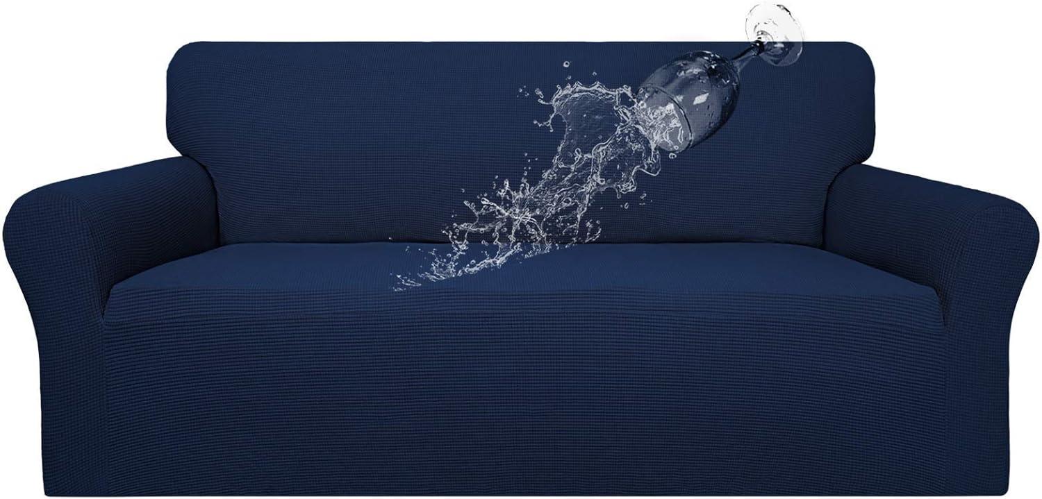 image:imageEasyGoing 100 Waterproof Chair Couch Cover Dual Waterproof Sofa Cover Stretch Jacquard Sofa Slipcover Leakproof Furniture Protector for Kids Pets Dog and Cat Chair ChocolateNavy