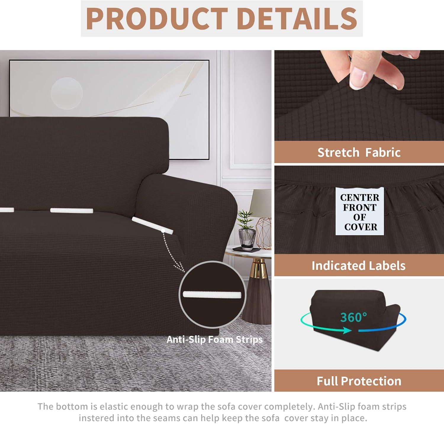 image:imageEasyGoing 100 Waterproof Chair Couch Cover Dual Waterproof Sofa Cover Stretch Jacquard Sofa Slipcover Leakproof Furniture Protector for Kids Pets Dog and Cat Chair ChocolateChocolate