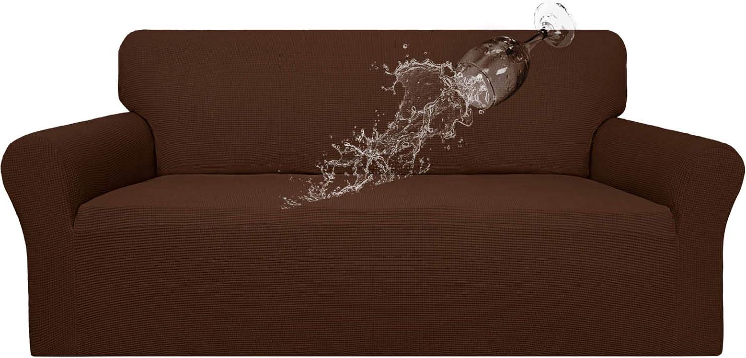 image:imageEasyGoing 100 Waterproof Chair Couch Cover Dual Waterproof Sofa Cover Stretch Jacquard Sofa Slipcover Leakproof Furniture Protector for Kids Pets Dog and Cat Chair ChocolateCoffee