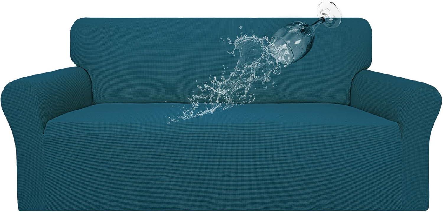 image:imageEasyGoing 100 Waterproof Chair Couch Cover Dual Waterproof Sofa Cover Stretch Jacquard Sofa Slipcover Leakproof Furniture Protector for Kids Pets Dog and Cat Chair ChocolatePeacock Blue