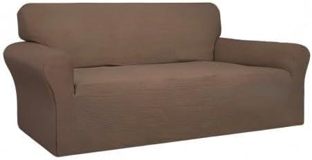 image:imageEasyGoing 100 Waterproof Chair Couch Cover Dual Waterproof Sofa Cover Stretch Jacquard Sofa Slipcover Leakproof Furniture Protector for Kids Pets Dog and Cat Chair ChocolateBrown