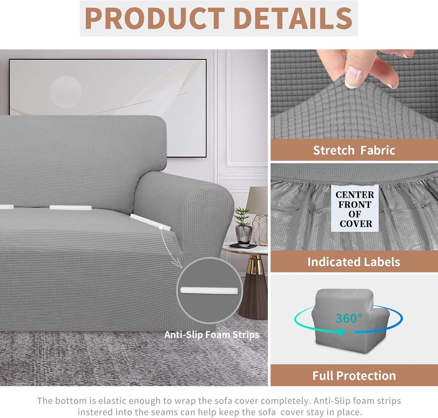 image:imageEasyGoing 100 Waterproof Chair Couch Cover Dual Waterproof Sofa Cover Stretch Jacquard Sofa Slipcover Leakproof Furniture Protector for Kids Pets Dog and Cat Chair ChocolateLight Gray
