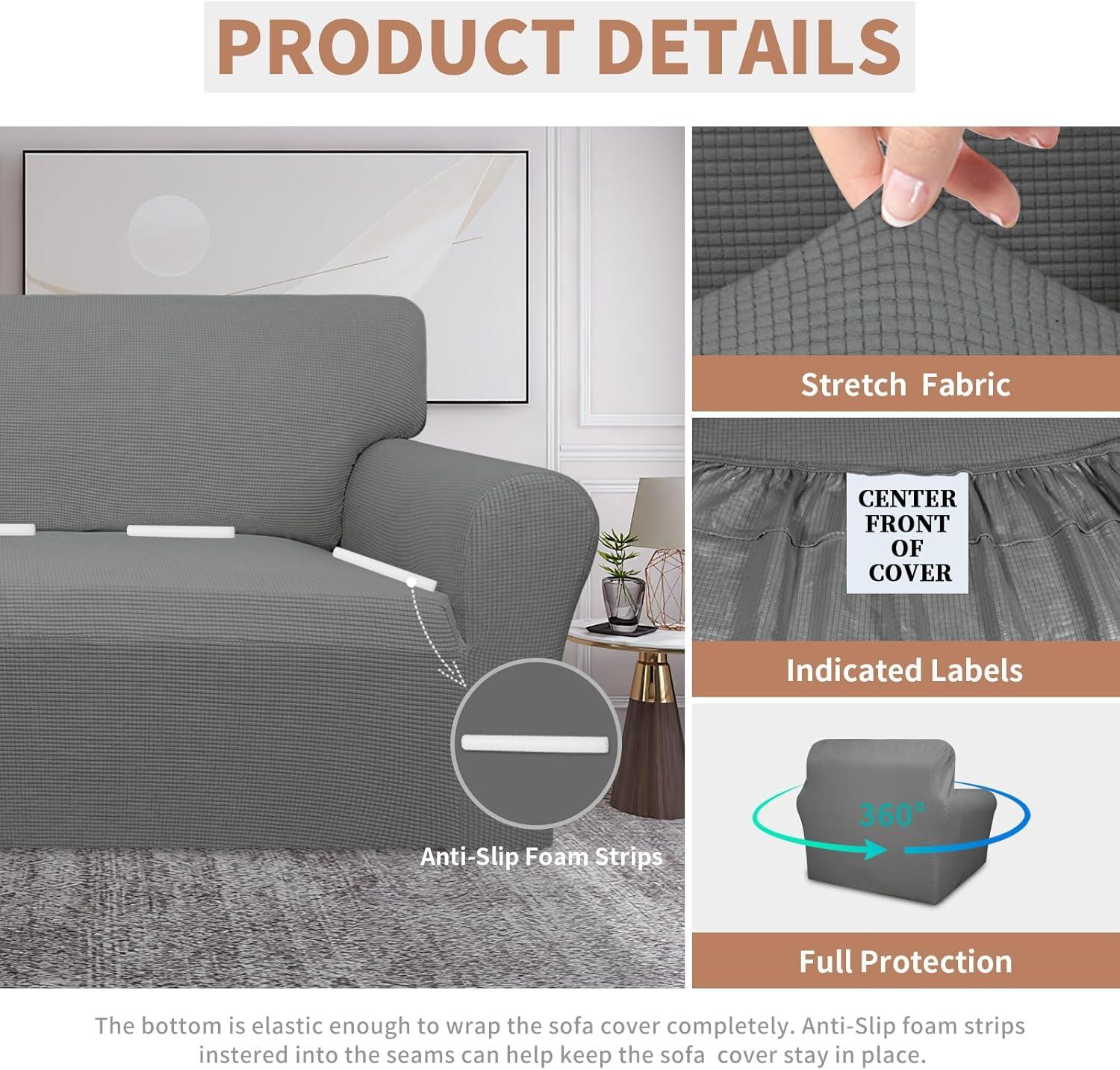 image:imageEasyGoing 100 Waterproof Chair Couch Cover Dual Waterproof Sofa Cover Stretch Jacquard Sofa Slipcover Leakproof Furniture Protector for Kids Pets Dog and Cat Chair ChocolateGrey
