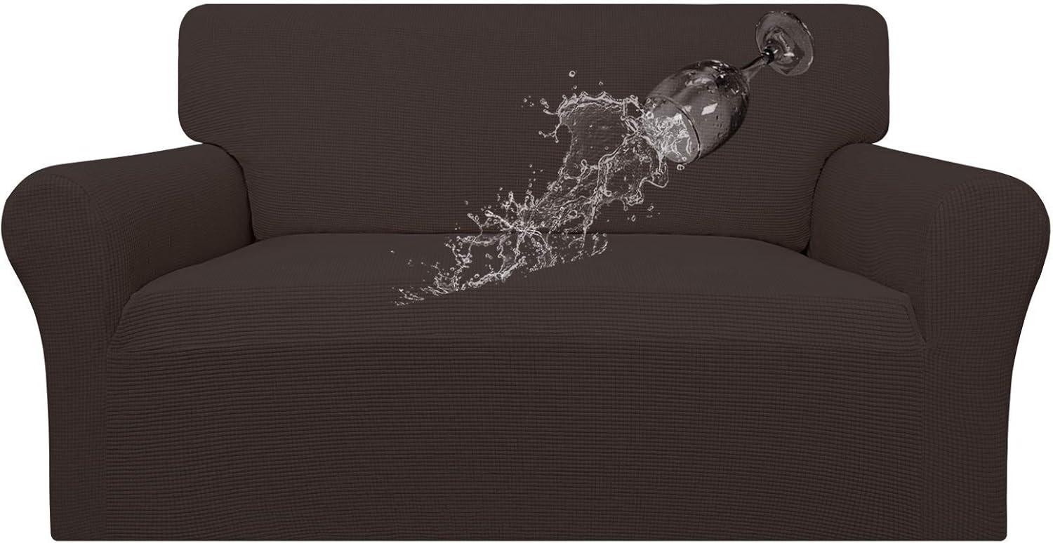 image:imageEasyGoing 100 Waterproof Chair Couch Cover Dual Waterproof Sofa Cover Stretch Jacquard Sofa Slipcover Leakproof Furniture Protector for Kids Pets Dog and Cat Chair ChocolateChocolate