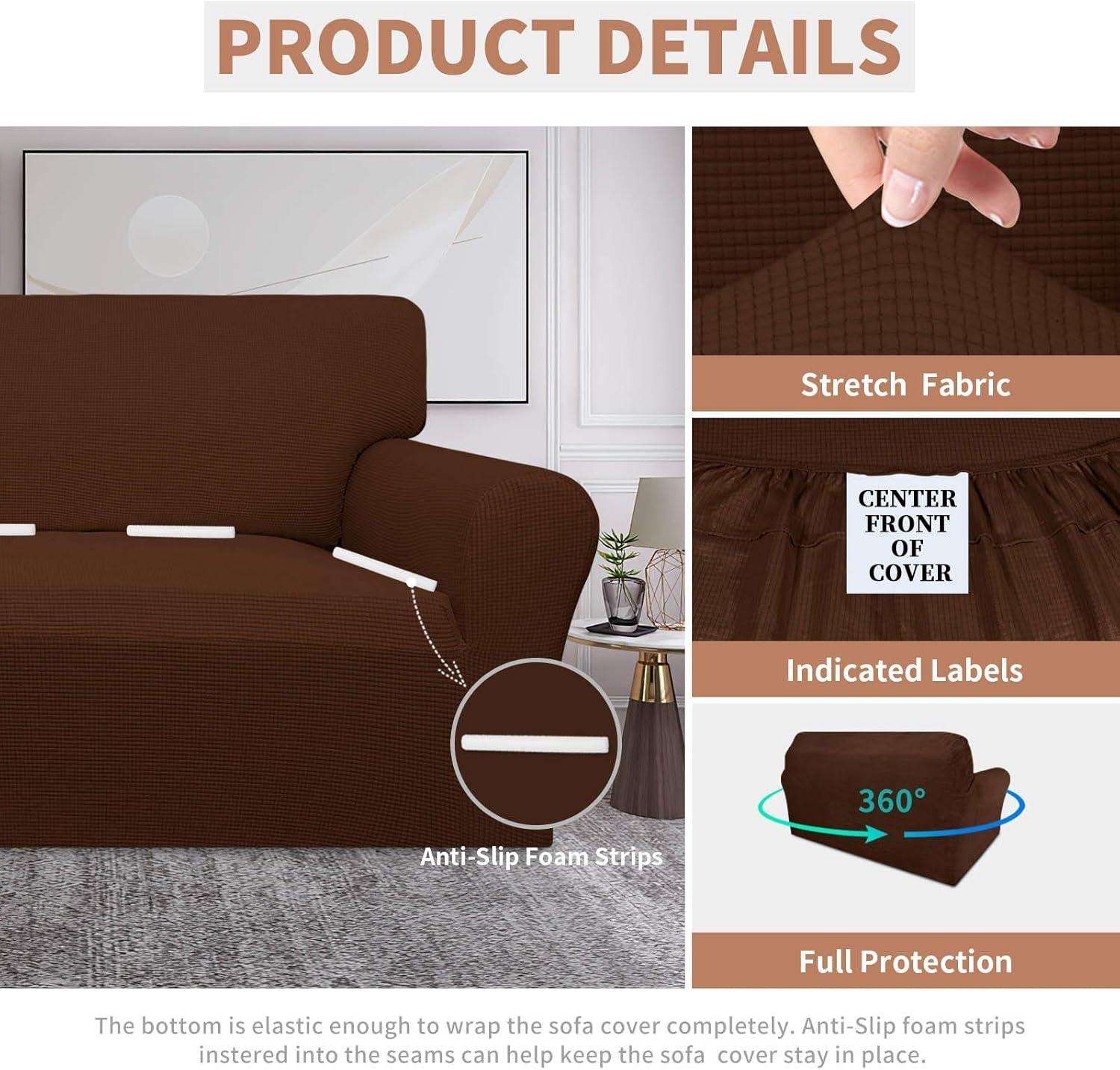 image:imageEasyGoing 100 Waterproof Chair Couch Cover Dual Waterproof Sofa Cover Stretch Jacquard Sofa Slipcover Leakproof Furniture Protector for Kids Pets Dog and Cat Chair ChocolateCoffee