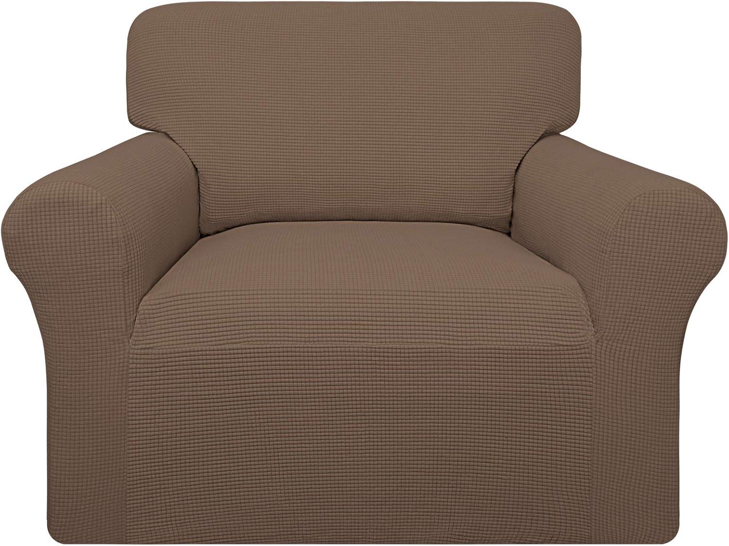 image:imageEasyGoing 100 Waterproof Chair Couch Cover Dual Waterproof Sofa Cover Stretch Jacquard Sofa Slipcover Leakproof Furniture Protector for Kids Pets Dog and Cat Chair ChocolateBrown