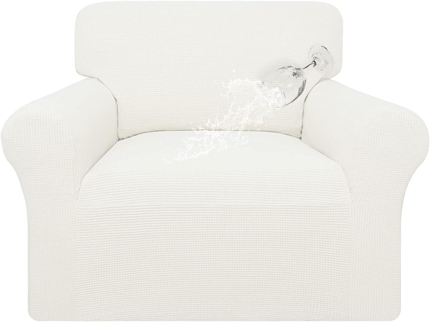 image:imageEasyGoing 100 Waterproof Chair Couch Cover Dual Waterproof Sofa Cover Stretch Jacquard Sofa Slipcover Leakproof Furniture Protector for Kids Pets Dog and Cat Chair ChocolateCream