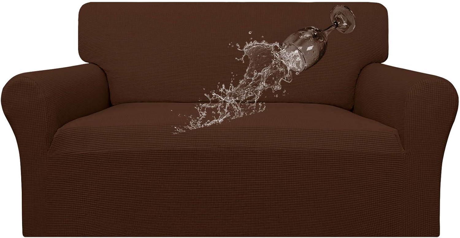image:imageEasyGoing 100 Waterproof Chair Couch Cover Dual Waterproof Sofa Cover Stretch Jacquard Sofa Slipcover Leakproof Furniture Protector for Kids Pets Dog and Cat Chair ChocolateCoffee