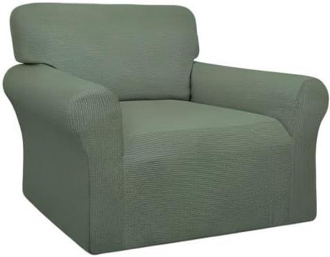 image:imageEasyGoing 100 Waterproof Chair Couch Cover Dual Waterproof Sofa Cover Stretch Jacquard Sofa Slipcover Leakproof Furniture Protector for Kids Pets Dog and Cat Chair ChocolateGrayish Green