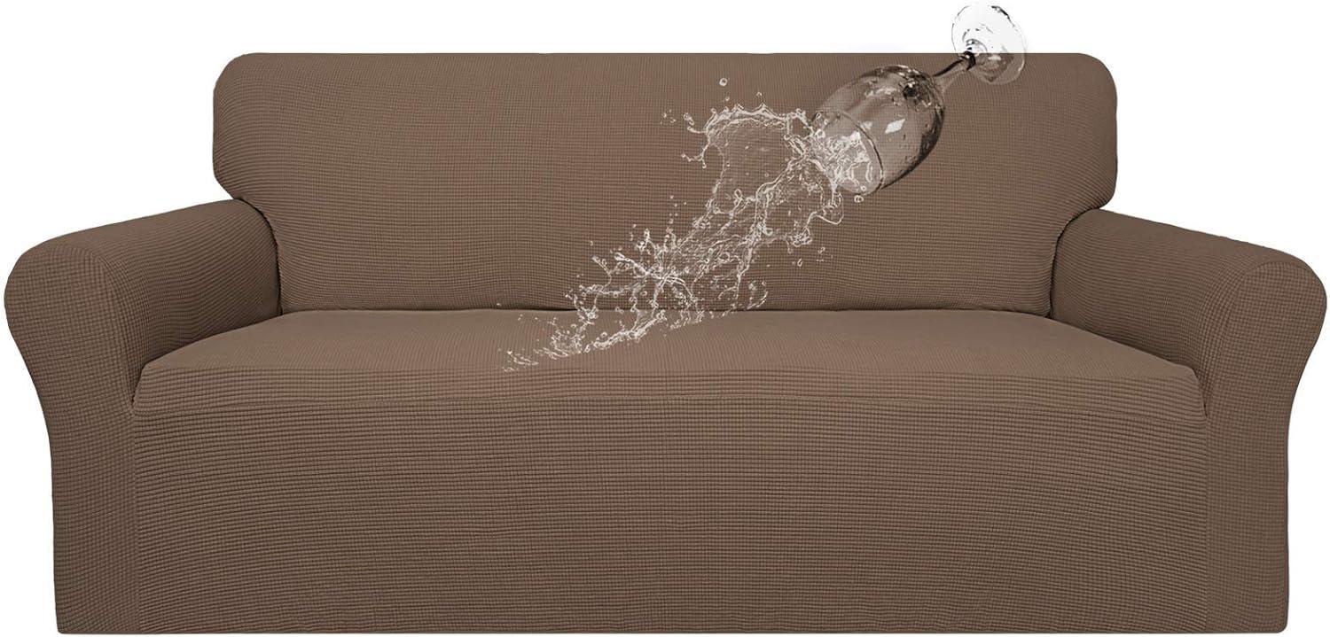 image:imageEasyGoing 100 Waterproof Chair Couch Cover Dual Waterproof Sofa Cover Stretch Jacquard Sofa Slipcover Leakproof Furniture Protector for Kids Pets Dog and Cat Chair ChocolateBrown