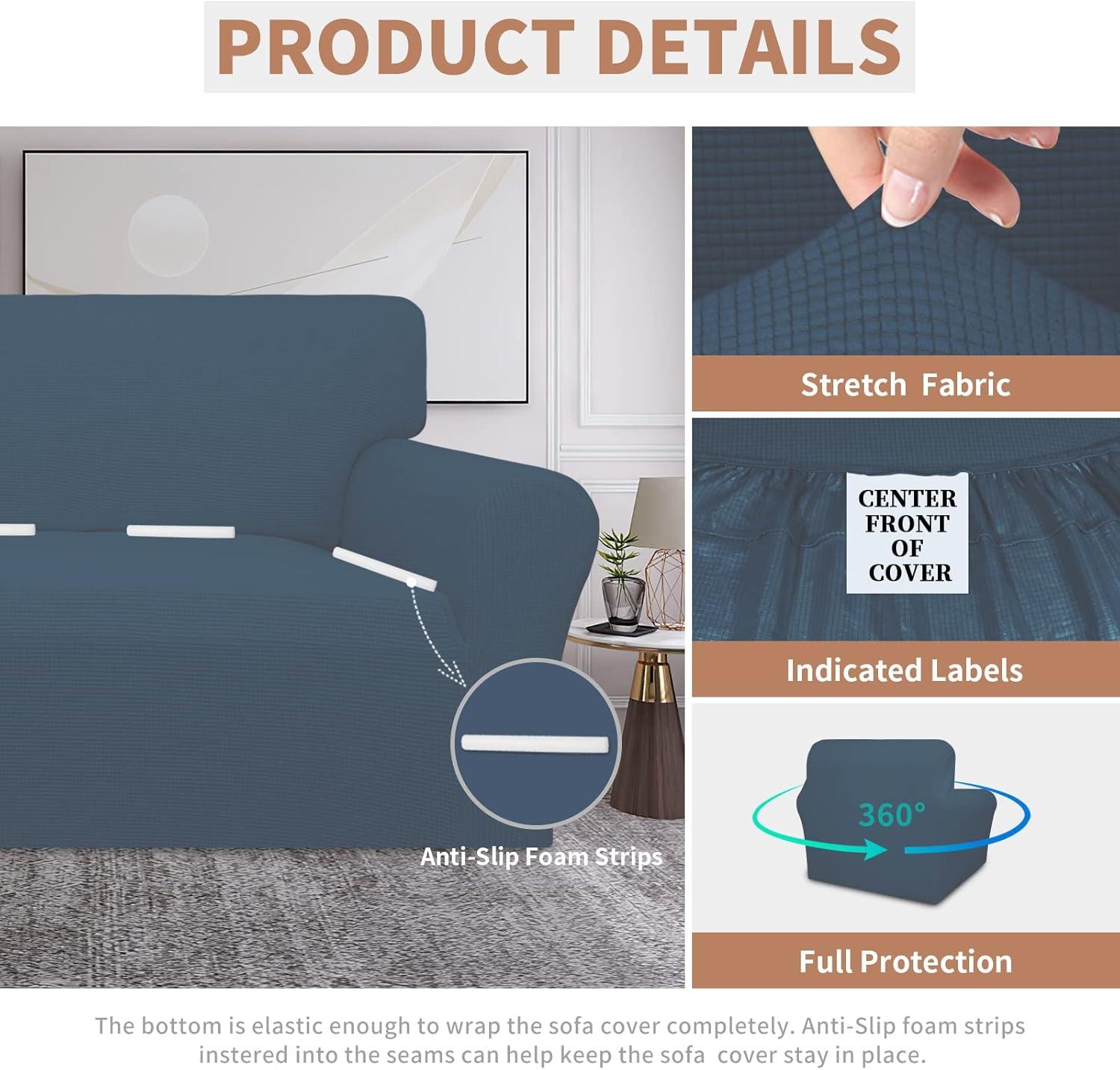 image:imageEasyGoing 100 Waterproof Chair Couch Cover Dual Waterproof Sofa Cover Stretch Jacquard Sofa Slipcover Leakproof Furniture Protector for Kids Pets Dog and Cat Chair ChocolateBluestone