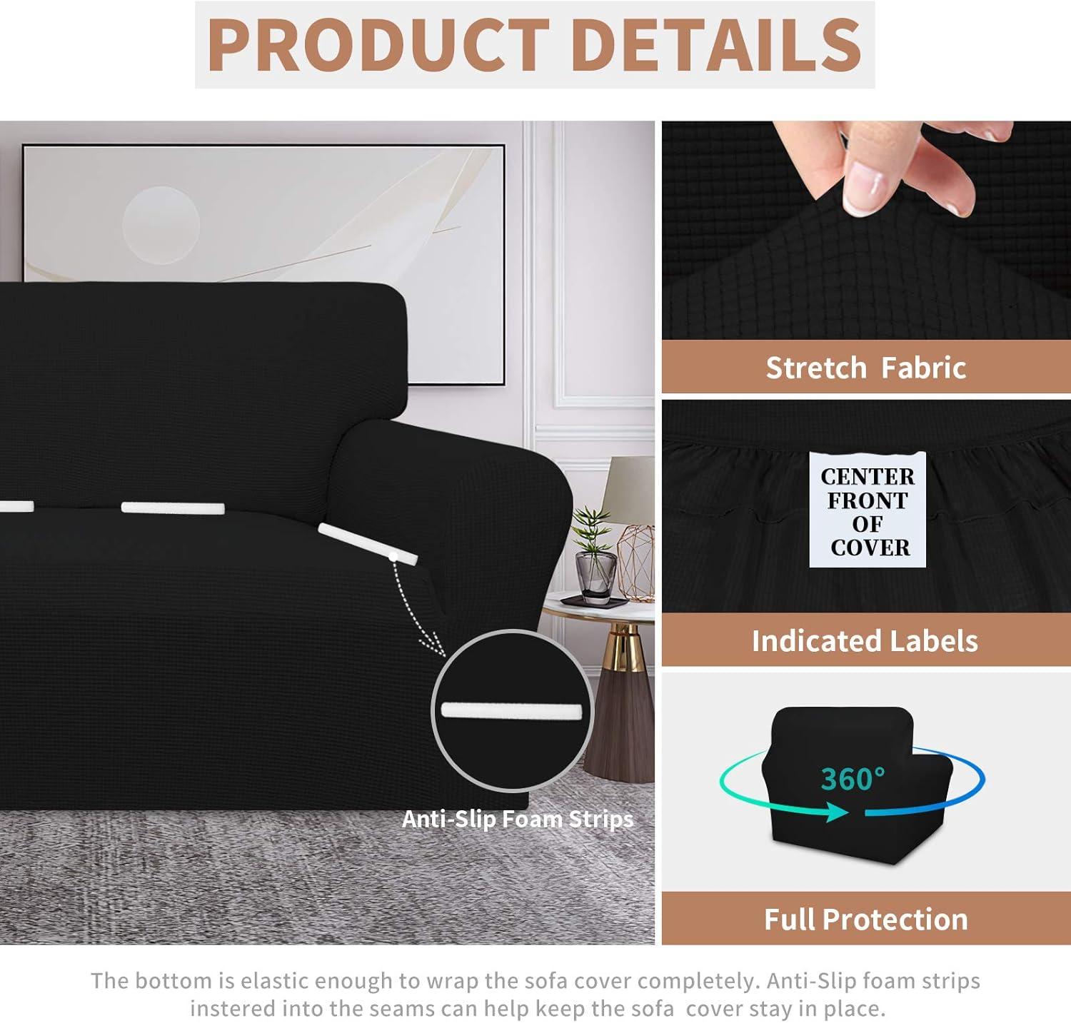 image:imageEasyGoing 100 Waterproof Chair Couch Cover Dual Waterproof Sofa Cover Stretch Jacquard Sofa Slipcover Leakproof Furniture Protector for Kids Pets Dog and Cat Chair ChocolateBlack