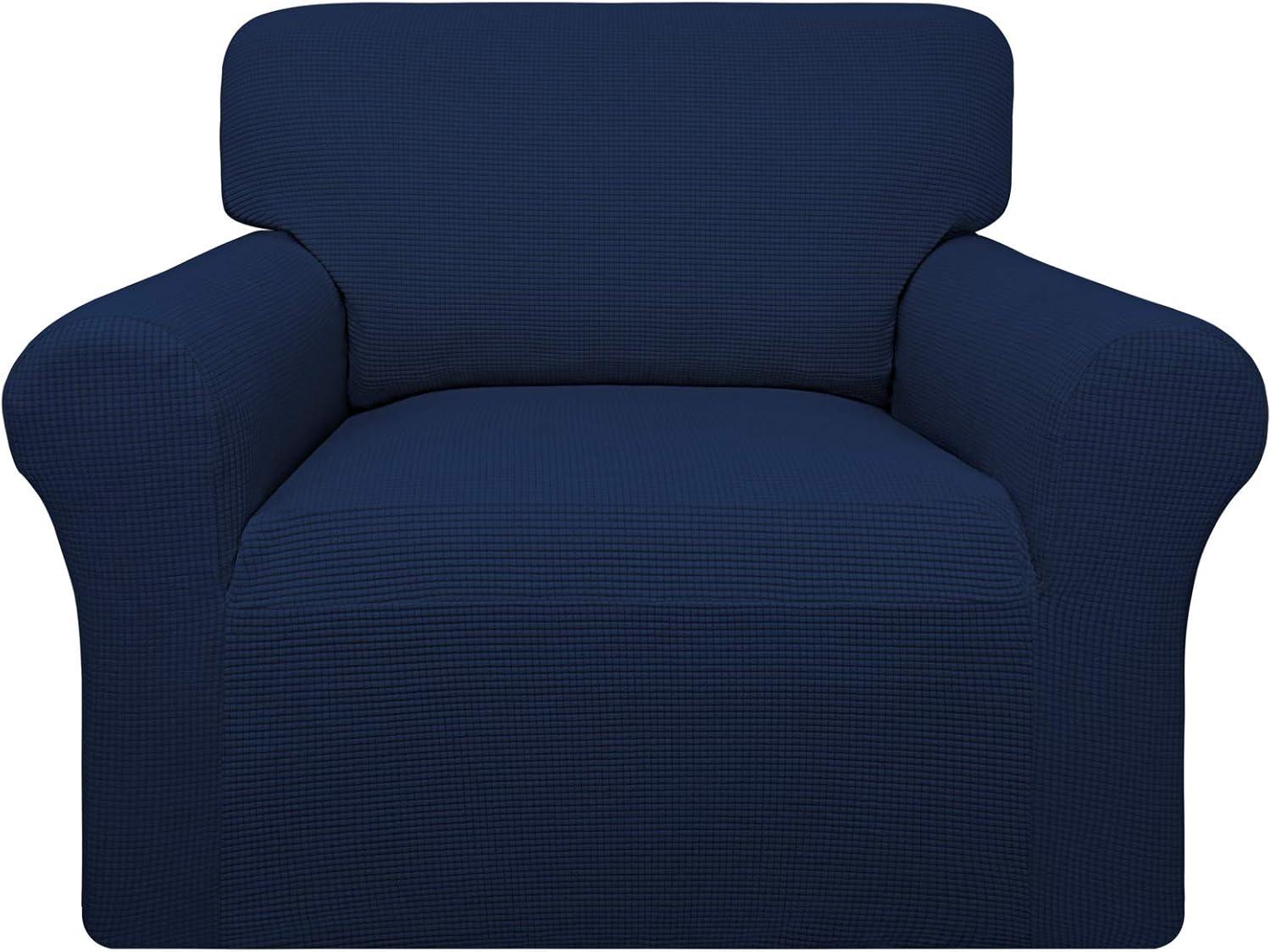 image:imageEasyGoing 100 Waterproof Chair Couch Cover Dual Waterproof Sofa Cover Stretch Jacquard Sofa Slipcover Leakproof Furniture Protector for Kids Pets Dog and Cat Chair ChocolateNavy