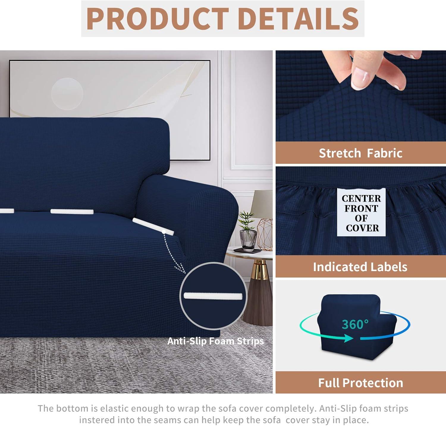 image:imageEasyGoing 100 Waterproof Chair Couch Cover Dual Waterproof Sofa Cover Stretch Jacquard Sofa Slipcover Leakproof Furniture Protector for Kids Pets Dog and Cat Chair ChocolateNavy