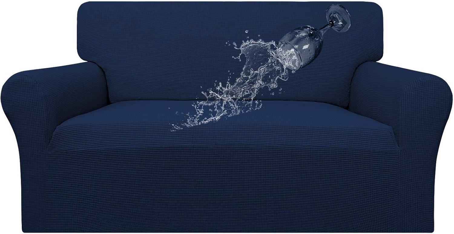 image:imageEasyGoing 100 Waterproof Chair Couch Cover Dual Waterproof Sofa Cover Stretch Jacquard Sofa Slipcover Leakproof Furniture Protector for Kids Pets Dog and Cat Chair ChocolateNavy