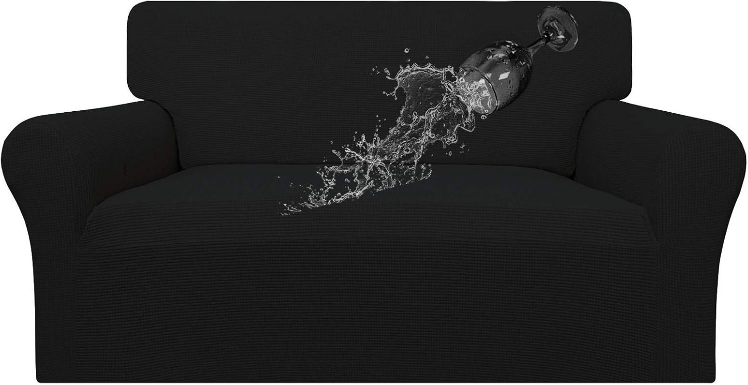 image:imageEasyGoing 100 Waterproof Chair Couch Cover Dual Waterproof Sofa Cover Stretch Jacquard Sofa Slipcover Leakproof Furniture Protector for Kids Pets Dog and Cat Chair ChocolateBlack