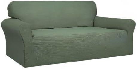 image:imageEasyGoing 100 Waterproof Chair Couch Cover Dual Waterproof Sofa Cover Stretch Jacquard Sofa Slipcover Leakproof Furniture Protector for Kids Pets Dog and Cat Chair ChocolateGrayish Green