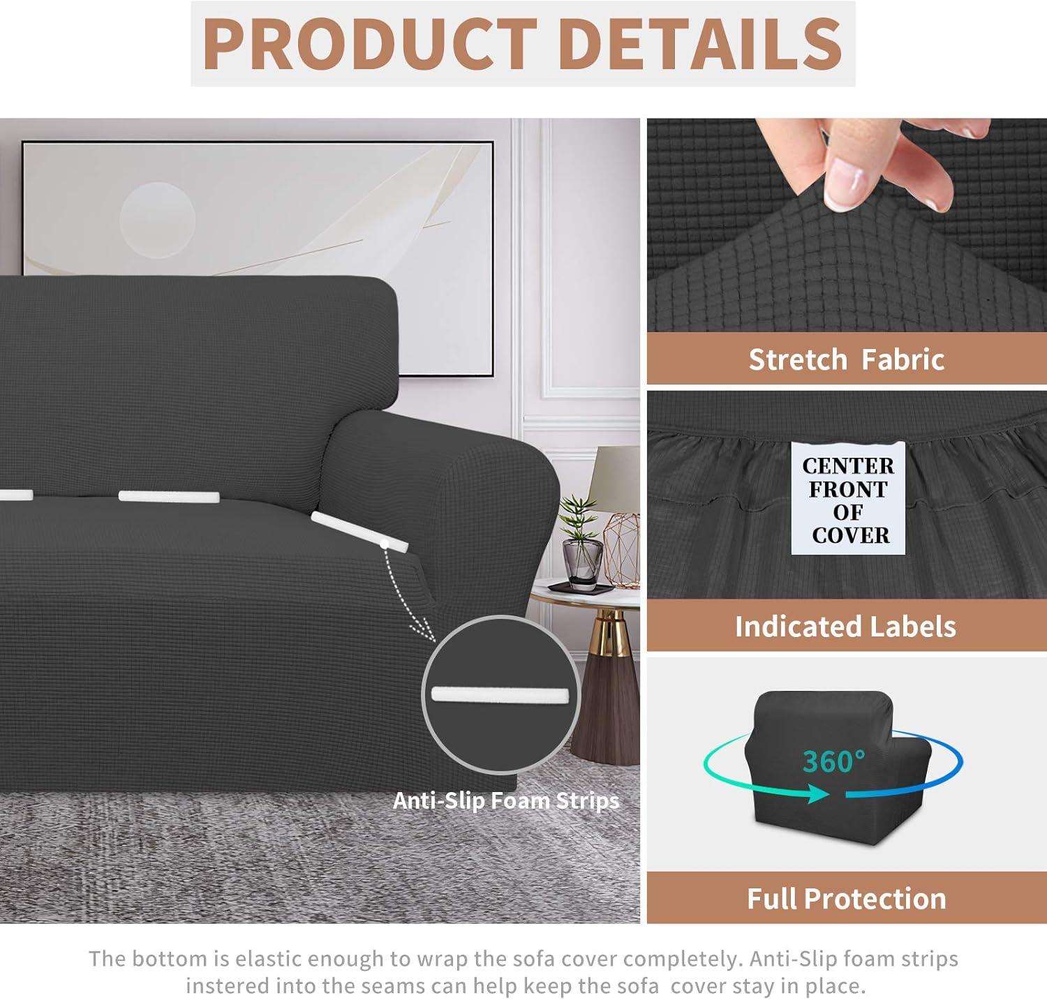 image:imageEasyGoing 100 Waterproof Chair Couch Cover Dual Waterproof Sofa Cover Stretch Jacquard Sofa Slipcover Leakproof Furniture Protector for Kids Pets Dog and Cat Chair ChocolateDark Gray
