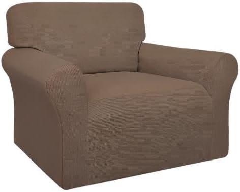 image:imageEasyGoing 100 Waterproof Chair Couch Cover Dual Waterproof Sofa Cover Stretch Jacquard Sofa Slipcover Leakproof Furniture Protector for Kids Pets Dog and Cat Chair ChocolateBrown