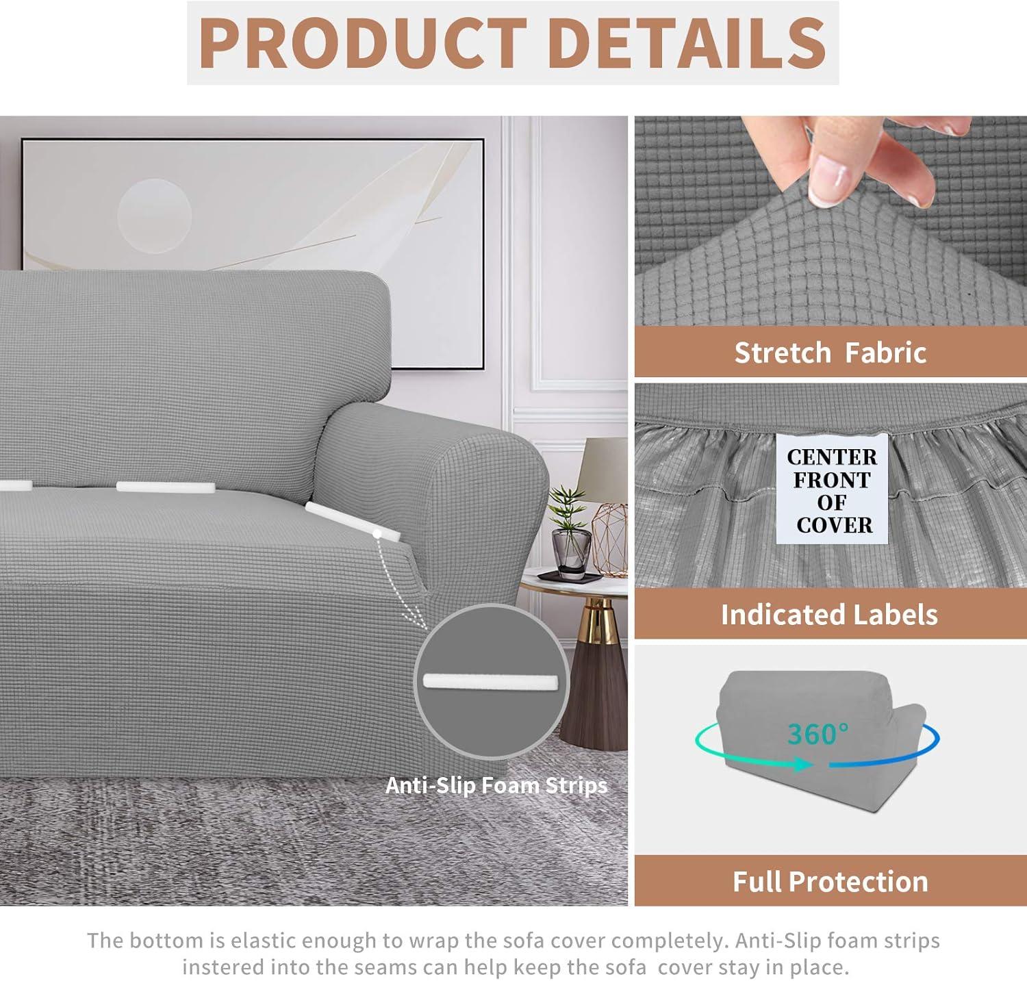 image:imageEasyGoing 100 Waterproof Chair Couch Cover Dual Waterproof Sofa Cover Stretch Jacquard Sofa Slipcover Leakproof Furniture Protector for Kids Pets Dog and Cat Chair ChocolateLight Gray
