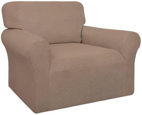 image:imageEasyGoing 100 Waterproof Chair Couch Cover Dual Waterproof Sofa Cover Stretch Jacquard Sofa Slipcover Leakproof Furniture Protector for Kids Pets Dog and Cat Chair ChocolateCamel