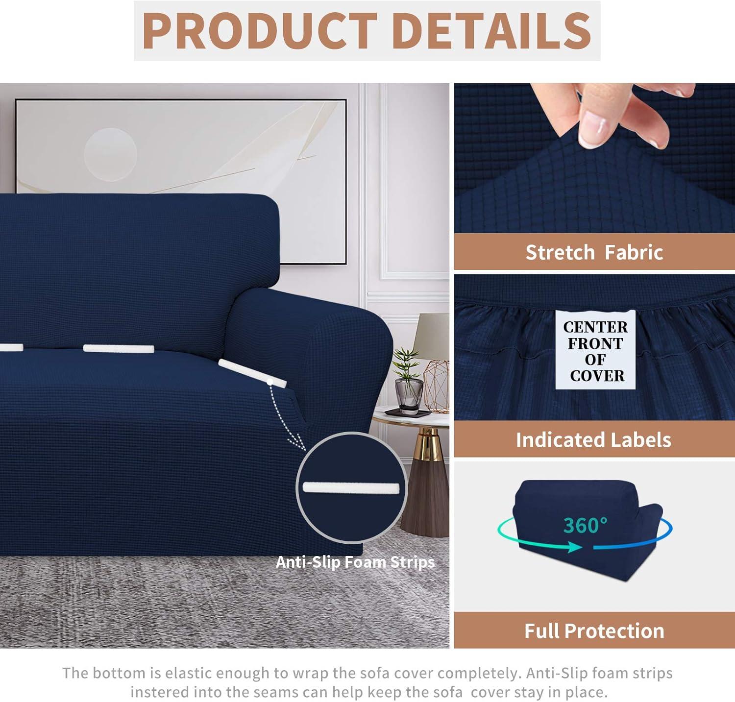 image:imageEasyGoing 100 Waterproof Chair Couch Cover Dual Waterproof Sofa Cover Stretch Jacquard Sofa Slipcover Leakproof Furniture Protector for Kids Pets Dog and Cat Chair ChocolateNavy