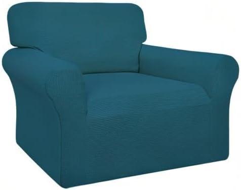 image:imageEasyGoing 100 Waterproof Chair Couch Cover Dual Waterproof Sofa Cover Stretch Jacquard Sofa Slipcover Leakproof Furniture Protector for Kids Pets Dog and Cat Chair ChocolatePeacock Blue