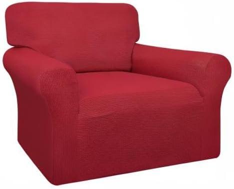 image:imageEasyGoing 100 Waterproof Chair Couch Cover Dual Waterproof Sofa Cover Stretch Jacquard Sofa Slipcover Leakproof Furniture Protector for Kids Pets Dog and Cat Chair ChocolateChristmas Red