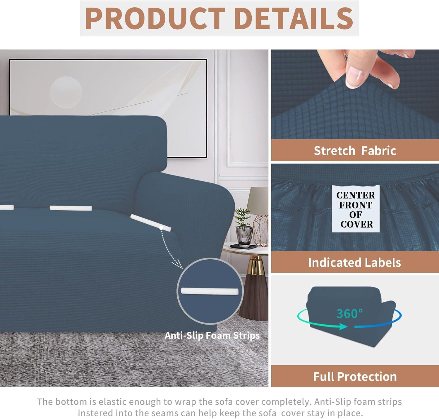 image:imageEasyGoing 100 Waterproof Chair Couch Cover Dual Waterproof Sofa Cover Stretch Jacquard Sofa Slipcover Leakproof Furniture Protector for Kids Pets Dog and Cat Chair ChocolateBluestone