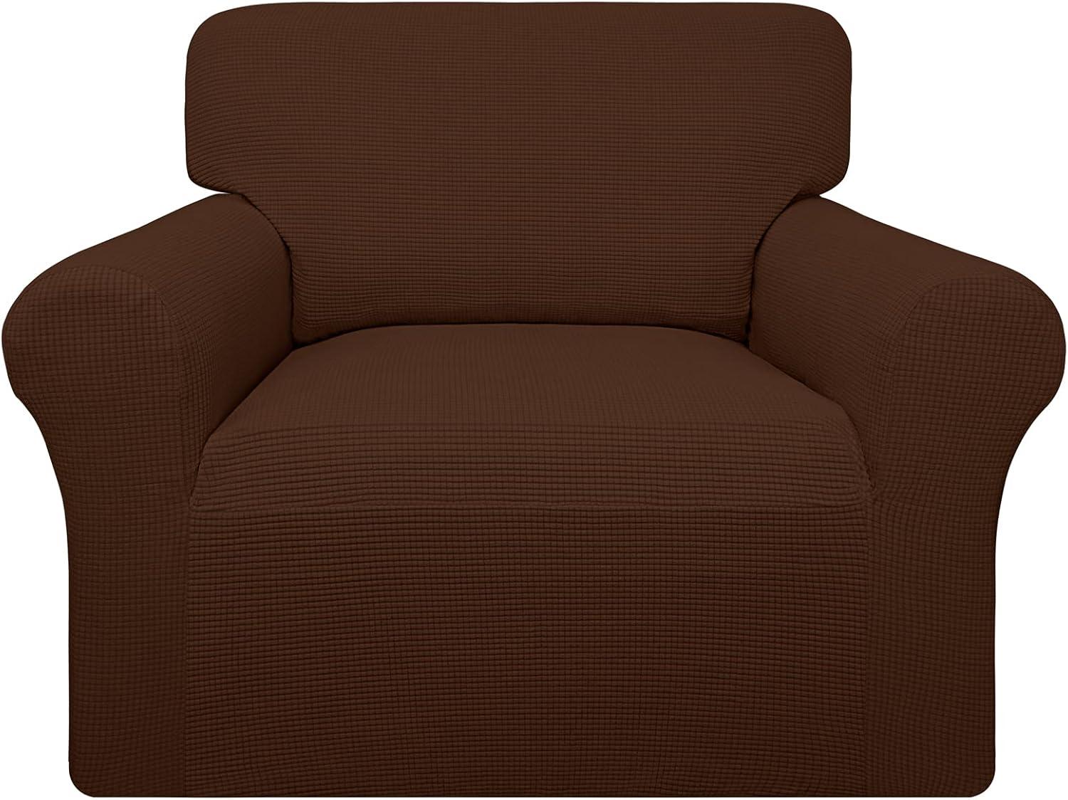 image:imageEasyGoing 100 Waterproof Chair Couch Cover Dual Waterproof Sofa Cover Stretch Jacquard Sofa Slipcover Leakproof Furniture Protector for Kids Pets Dog and Cat Chair ChocolateCoffee