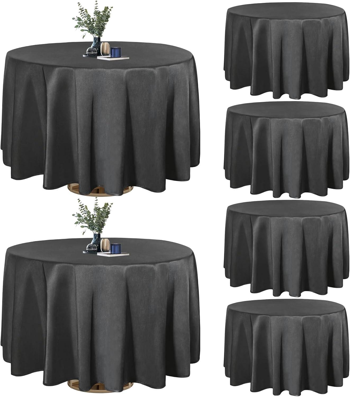 image:imageEasyGoing 6 Pack White Tablecloths 60x102 Inch for 6 Ft Rectangle Table Washable Polyester Waterproof Stain Resistant Table Cloth Decorative Table Cover for Kitchen Dining Tables EventsBlack