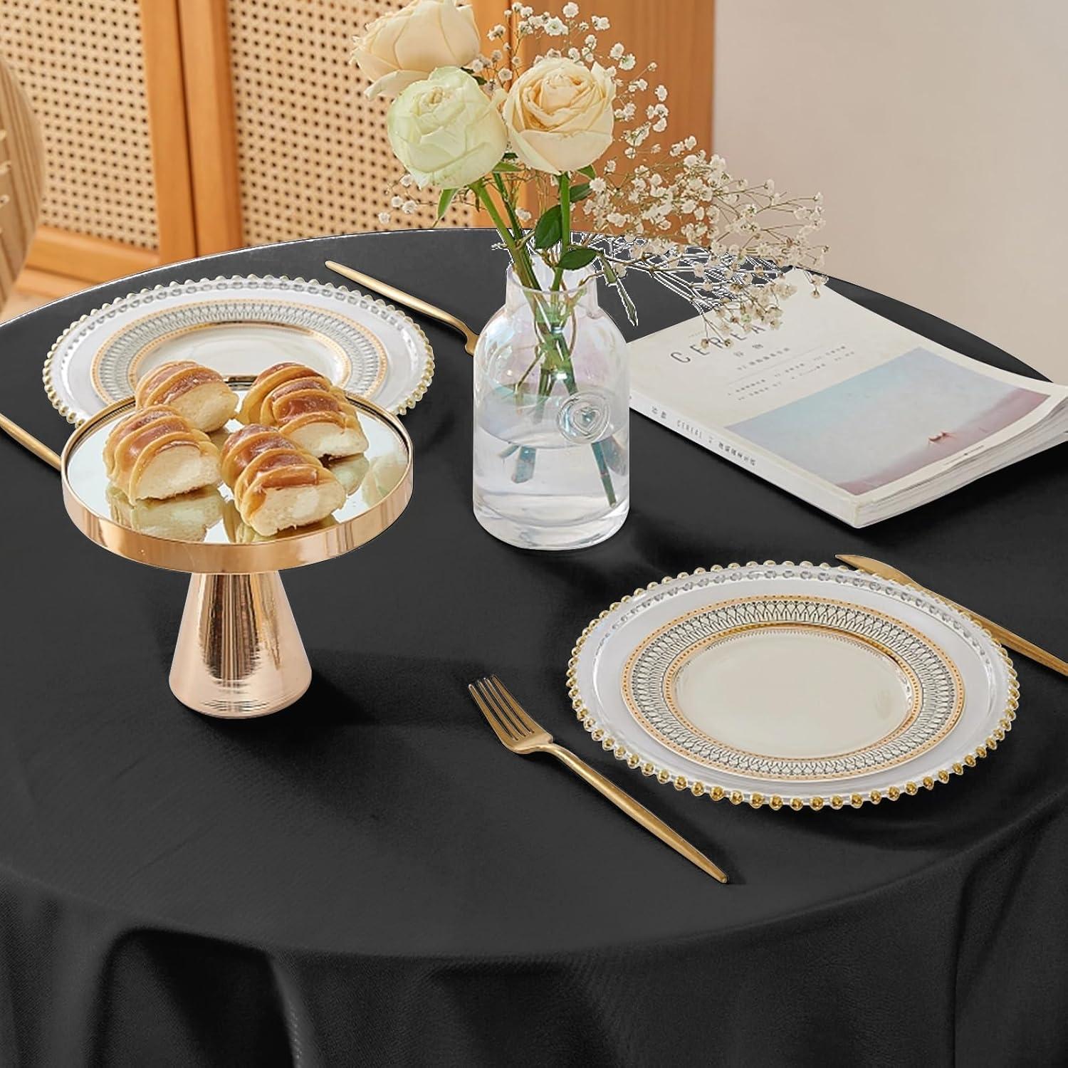 image:imageEasyGoing 6 Pack White Tablecloths 60x102 Inch for 6 Ft Rectangle Table Washable Polyester Waterproof Stain Resistant Table Cloth Decorative Table Cover for Kitchen Dining Tables EventsBlack