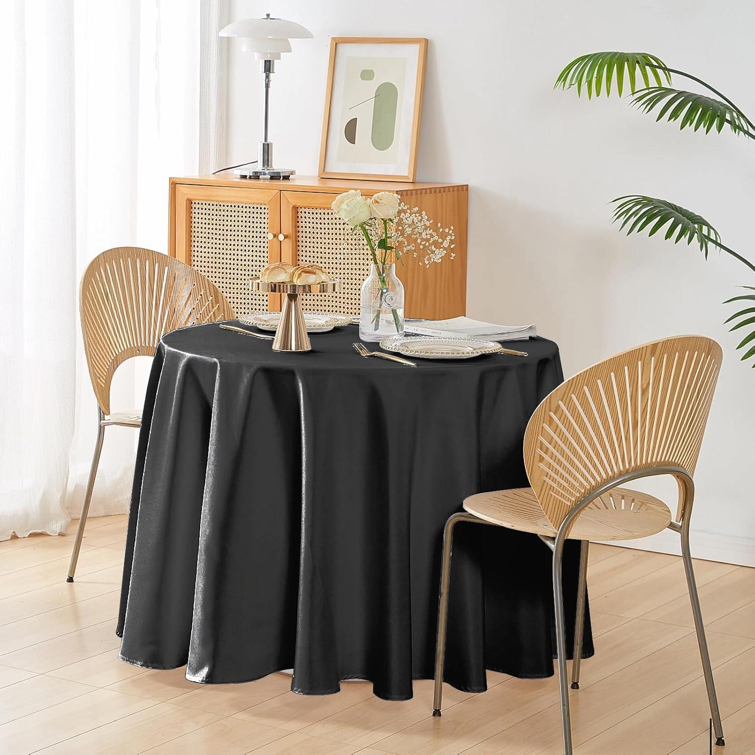 image:imageEasyGoing 6 Pack White Tablecloths 60x102 Inch for 6 Ft Rectangle Table Washable Polyester Waterproof Stain Resistant Table Cloth Decorative Table Cover for Kitchen Dining Tables EventsBlack