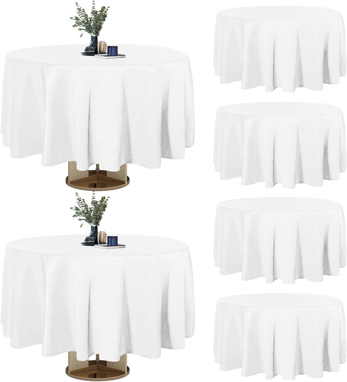 image:imageEasyGoing 6 Pack White Tablecloths 60x102 Inch for 6 Ft Rectangle Table Washable Polyester Waterproof Stain Resistant Table Cloth Decorative Table Cover for Kitchen Dining Tables EventsWhite