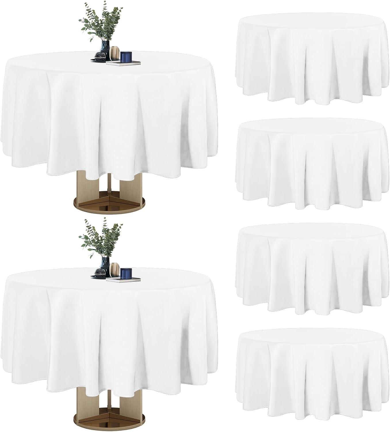 image:imageEasyGoing 6 Pack White Tablecloths 60x102 Inch for 6 Ft Rectangle Table Washable Polyester Waterproof Stain Resistant Table Cloth Decorative Table Cover for Kitchen Dining Tables EventsWhite