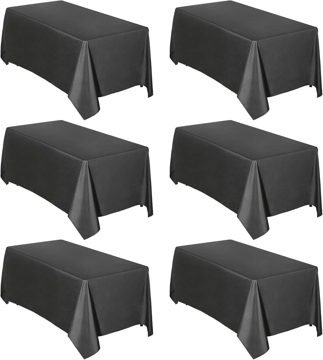 image:imageEasyGoing 6 Pack White Tablecloths 60x102 Inch for 6 Ft Rectangle Table Washable Polyester Waterproof Stain Resistant Table Cloth Decorative Table Cover for Kitchen Dining Tables EventsBlack