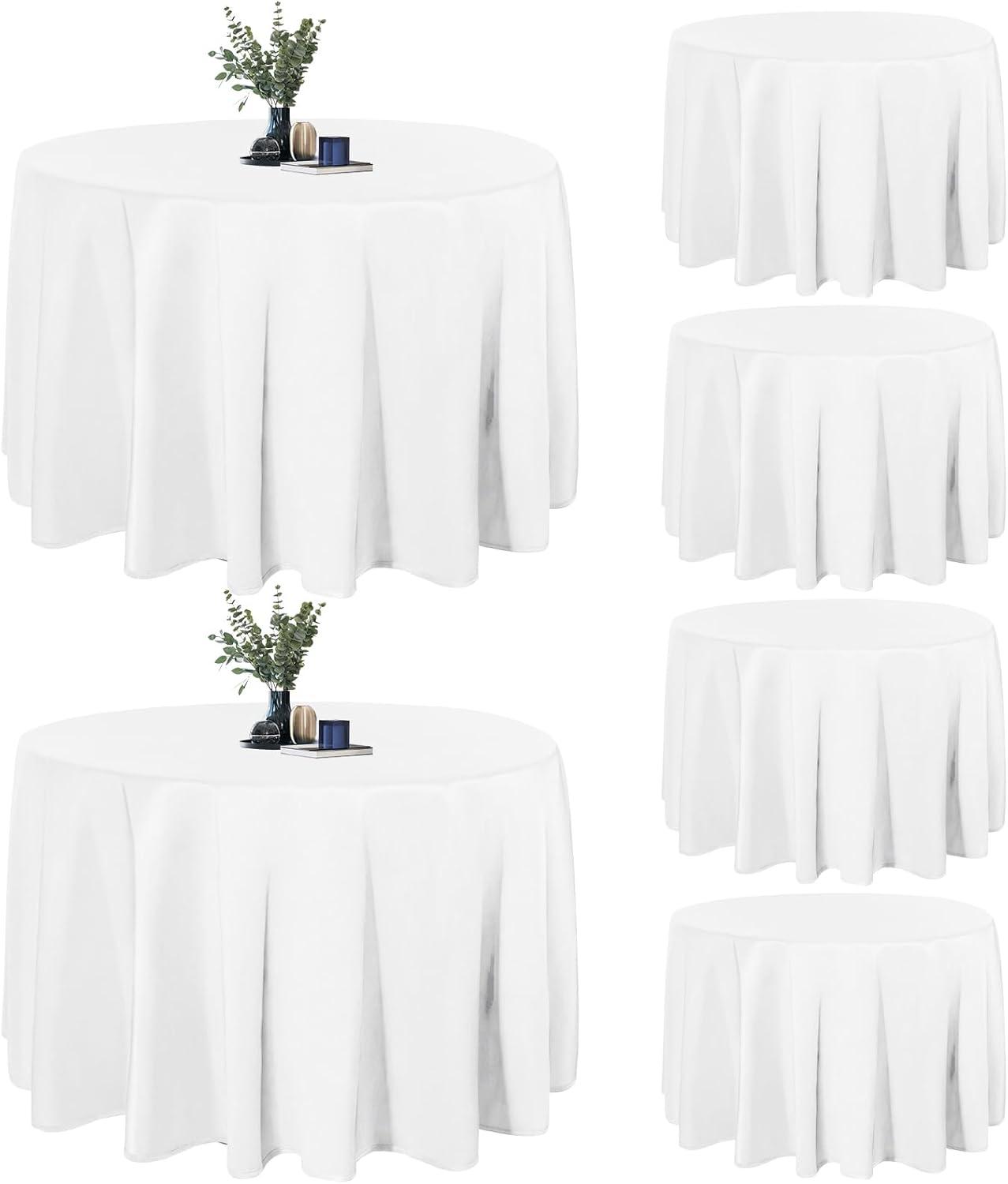 image:imageEasyGoing 6 Pack White Tablecloths 60x102 Inch for 6 Ft Rectangle Table Washable Polyester Waterproof Stain Resistant Table Cloth Decorative Table Cover for Kitchen Dining Tables EventsWhite