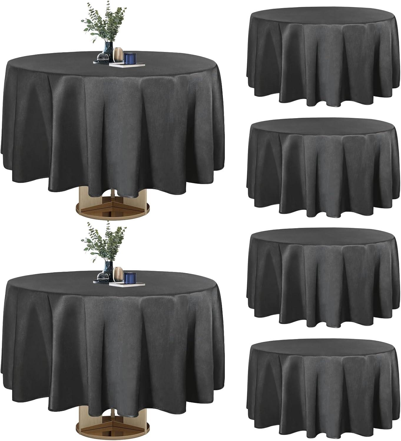 image:imageEasyGoing 6 Pack White Tablecloths 60x102 Inch for 6 Ft Rectangle Table Washable Polyester Waterproof Stain Resistant Table Cloth Decorative Table Cover for Kitchen Dining Tables EventsBlack