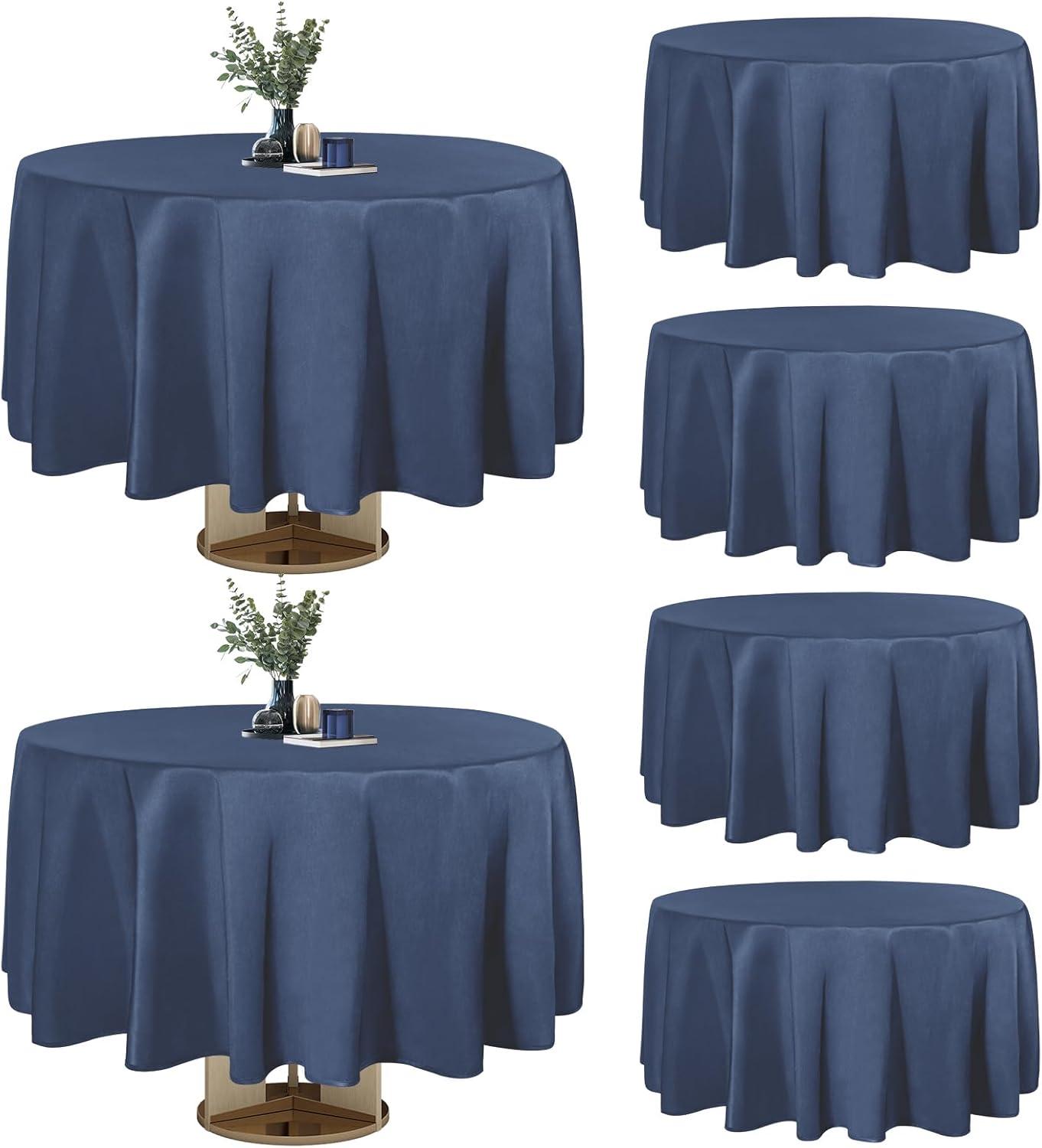 image:imageEasyGoing 6 Pack White Tablecloths 60x102 Inch for 6 Ft Rectangle Table Washable Polyester Waterproof Stain Resistant Table Cloth Decorative Table Cover for Kitchen Dining Tables EventsNavy
