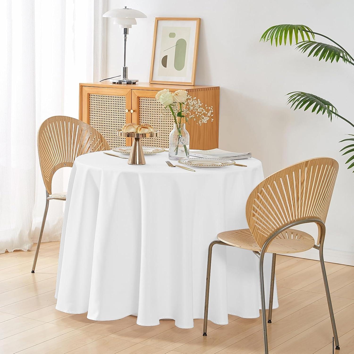 image:imageEasyGoing 6 Pack White Tablecloths 60x102 Inch for 6 Ft Rectangle Table Washable Polyester Waterproof Stain Resistant Table Cloth Decorative Table Cover for Kitchen Dining Tables EventsWhite